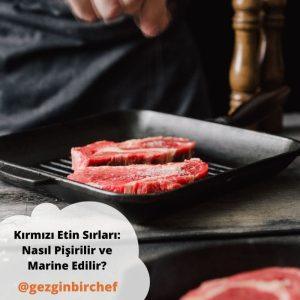 Tavada yüksek ısıda mühürlenmiş, dışı kabuk tutmuş, ortası sulu kalan kırmızı et bifteği.