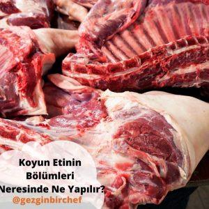 Koyun ve kuzu eti bölümlerini gösteren kasap haritası: pirzola, but, kol, gerdan ve incik