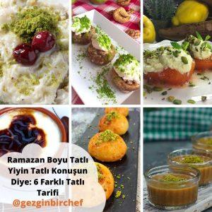 Ramazan sofrasında güllaç, sütlaç ve baklava gibi tatlıların sunumu