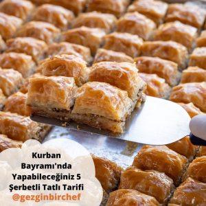 Bayram sofrasında baklava, kadayıf ve şekerpare gibi şerbetli tatlılar