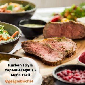 Kurban etiyle hazırlanmış kavurma, kebap ve pirzola gibi et yemekleri