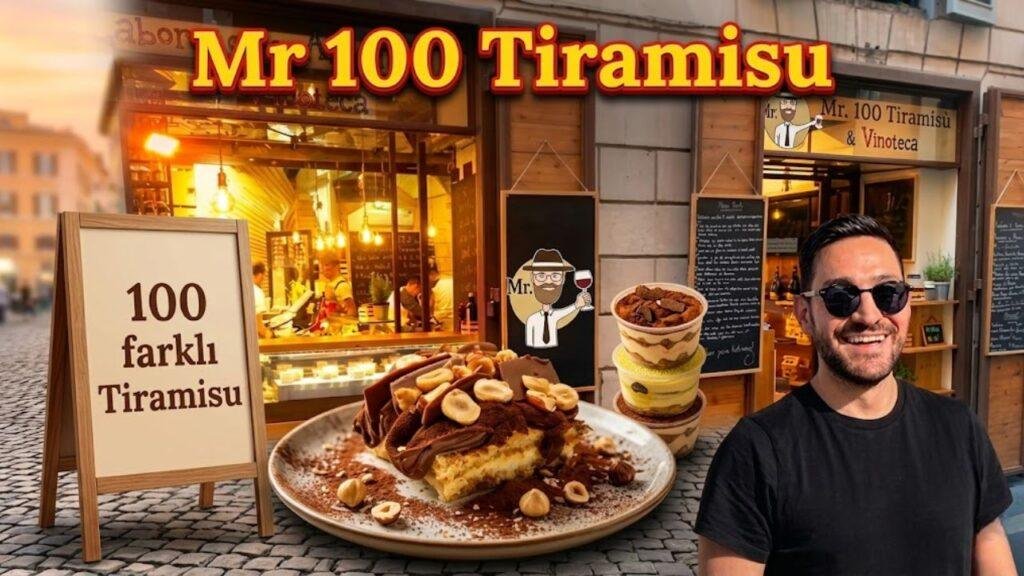 Mr. 100 Tiramisu Roma: mum ışıklı masada tiramisu ve şarap, Via dei Sediari dar sokağı Piazza Navona yakını