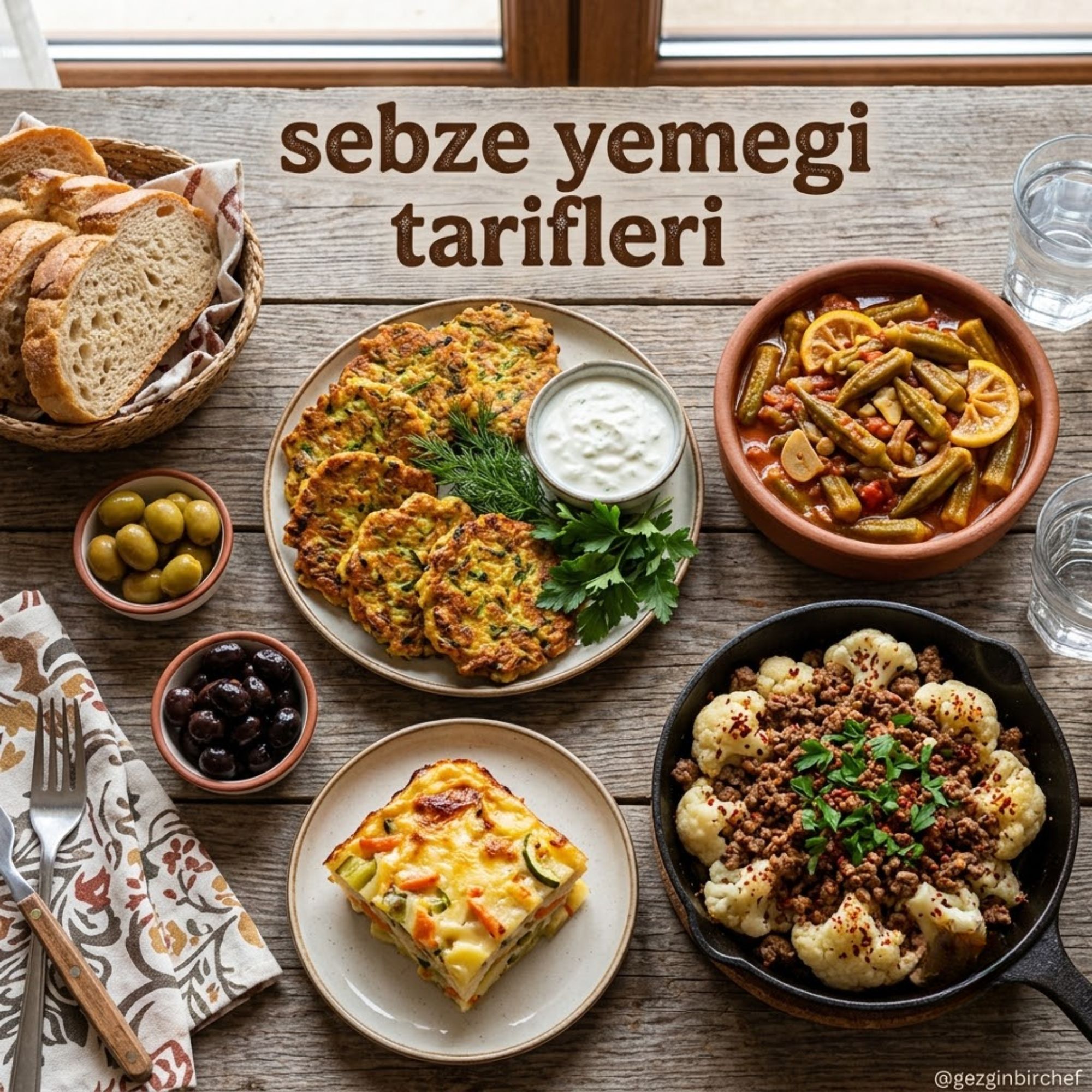 Sebze Yemekleri: 38 Tarif ve Suyla Baş Etmenin 4 Yolu Mücver, bamya yemeği, sebze graten ve kıymalı karnabahardan oluşan sebze yemekleri bir arada sunuluyor