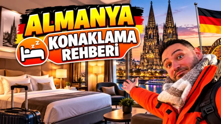 Almanya konaklama rehberi: penceresinden Köln Katedrali ve Ren Nehri görünen otel odası