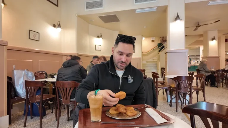 A plate of honey and cinnamon loukoumades at Krinos, open since 1923, Athens
