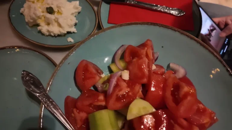 Greek salad with cheese served on the side at Mpirmpilo, Kolonaki, Athens