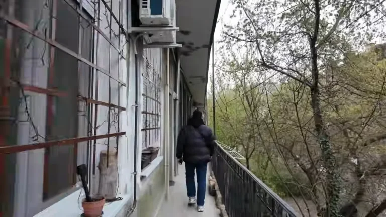 The corridor overlooking the courtyard at Király utca 31, where we stayed in Budapest