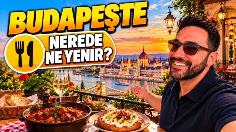 Budapeşte'de ne yenir: gulaş ve langoş, arkada Tuna ve Parlamento