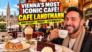Café Landtmann Vienna: Melange, Sachertorte and apple strudel by City Hall
