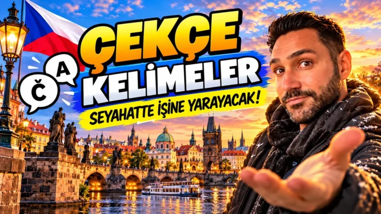 Prag'da Karlův Köprüsü önünde Halil Şımır, Çekçe kelimeler kapağı