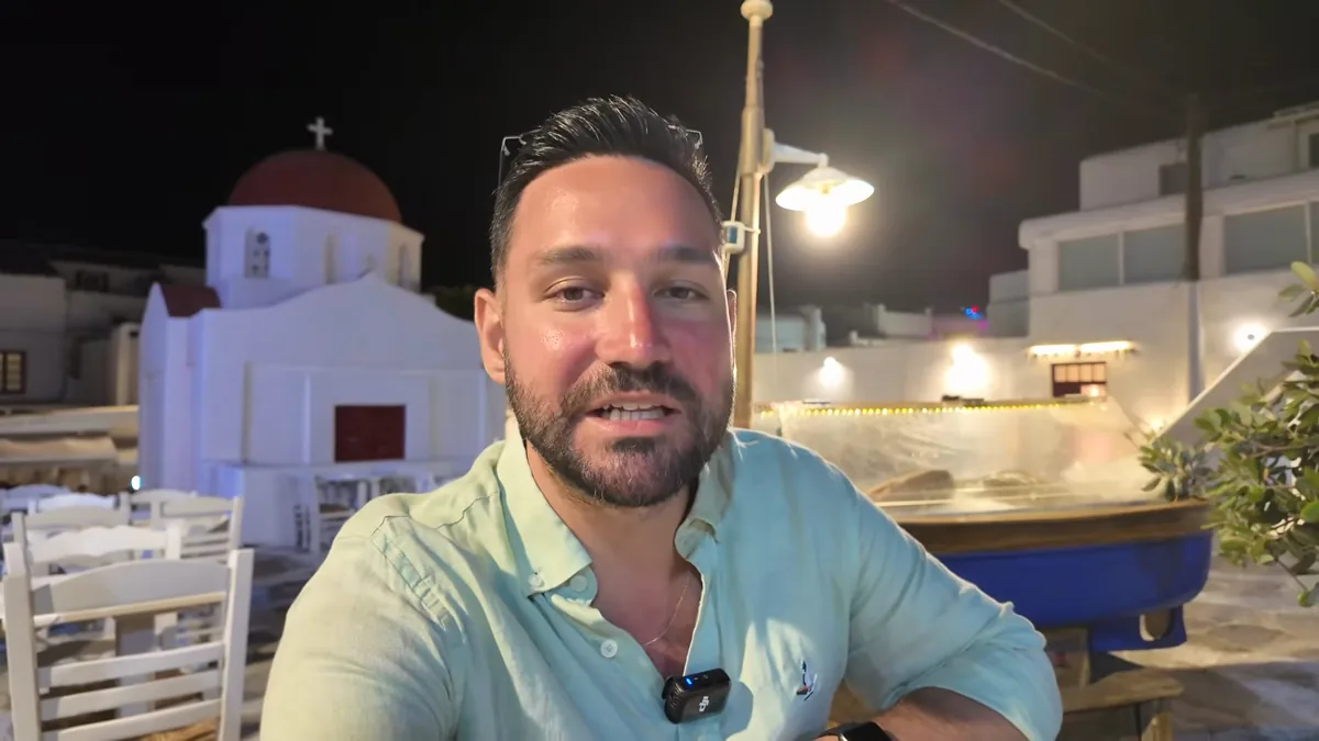 Evening at a taverna by Paraportiani church, Mykonos