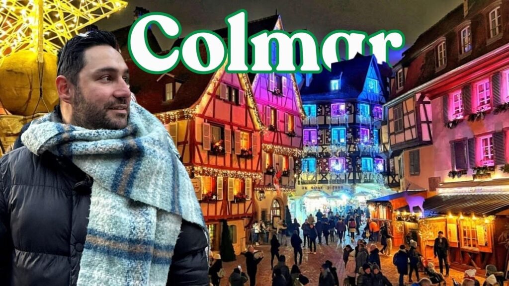 Colmar at Christmas, colourful half-timbered houses by the canal