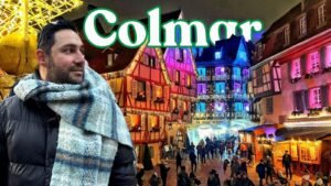 Colmar at Christmas, colourful half-timbered houses by the canal