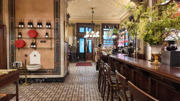 Historic bar counter and corridor inside Demel