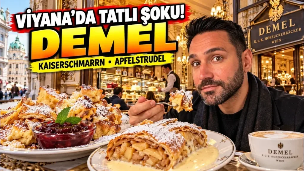 Demel Viyana: Kaiserschmarrn erik kompostosuyla ve vanilya soslu Apfelstrudel