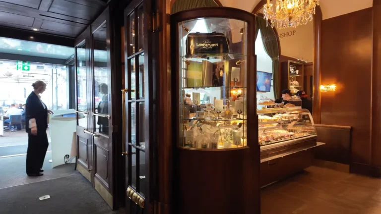 Shop counter and cake display at the Café Landtmann entrance