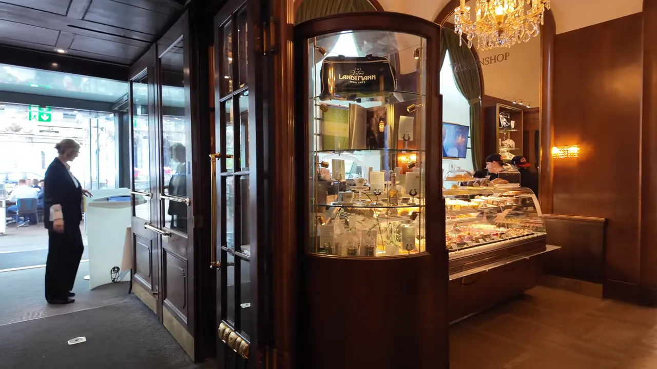Shop counter and cake display at the Café Landtmann entrance