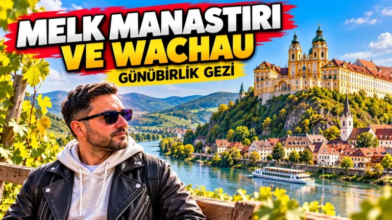 Melk Manastırı ve Wachau: Gezginbirchef Halil, Tuna kıyısında, arkada tepedeki Melk Manastırı