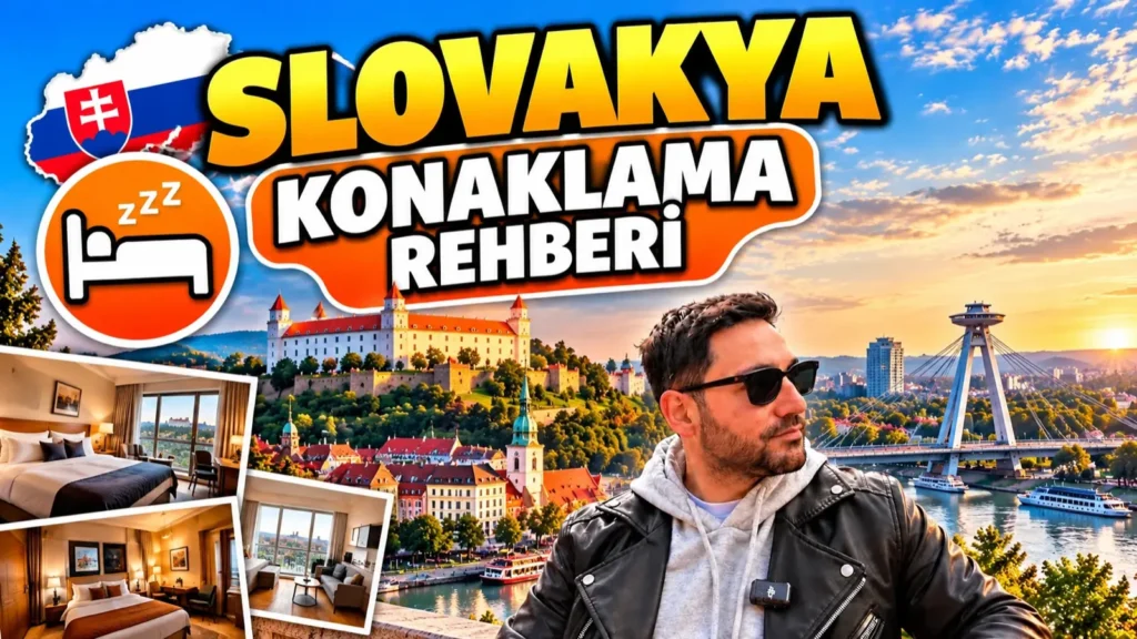 Slovakya konaklama rehberi: Bratislava Kalesi, Tuna ve SNP Köprüsü önünde Halil Şımır