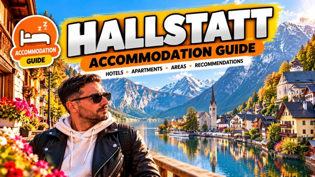 Where to stay in Hallstatt: lakeside village and church view, Hallstatt accommodation guide cover