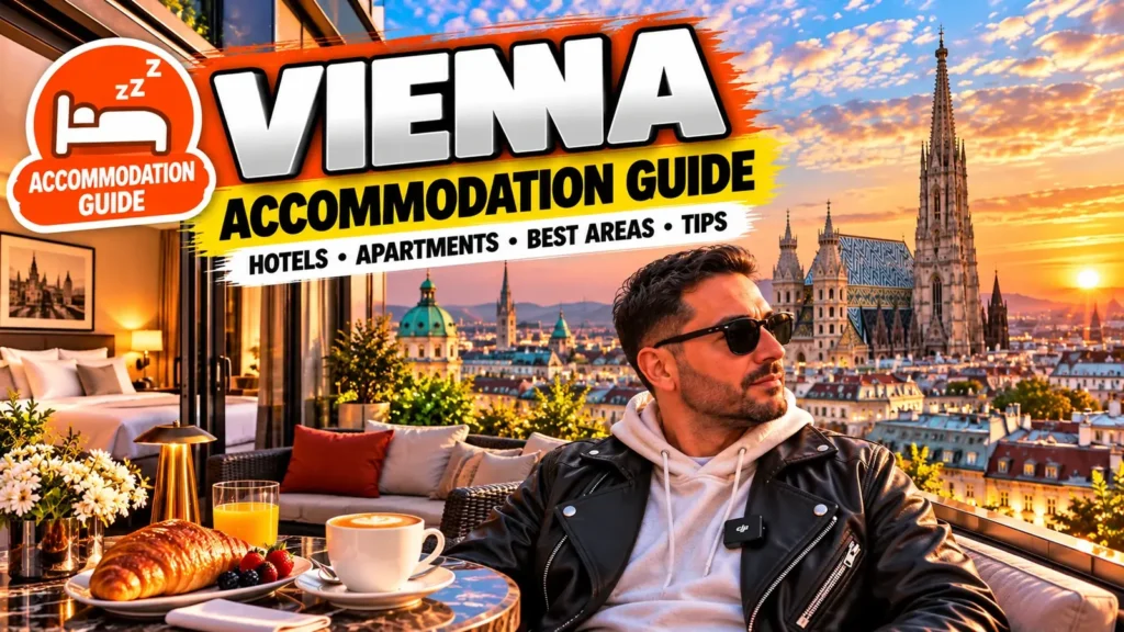 Where to stay in Vienna: breakfast on a hotel terrace overlooking St. Stephen's Cathedral, Vienna accommodation guide cover
